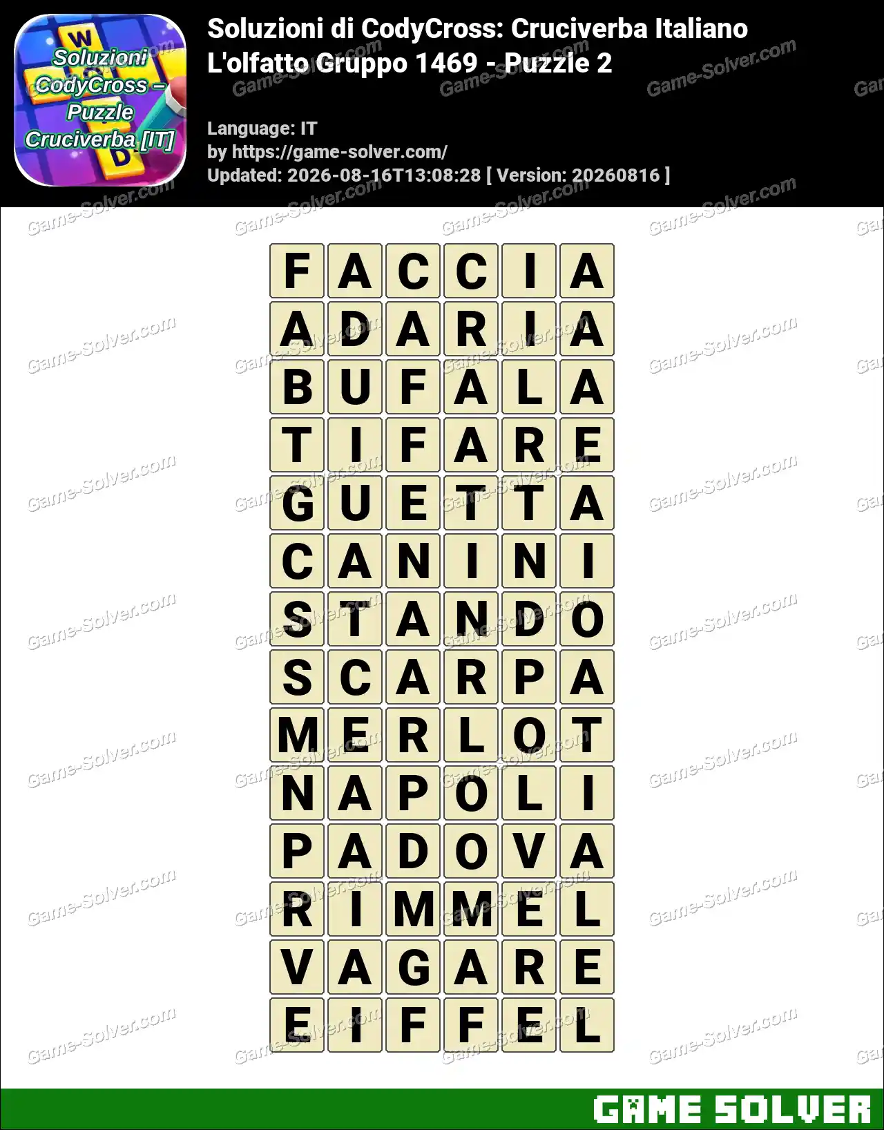 Soluzioni di CodyCross: Cruciverba Italiano L’olfatto Gruppo 1469 – Puzzle 2